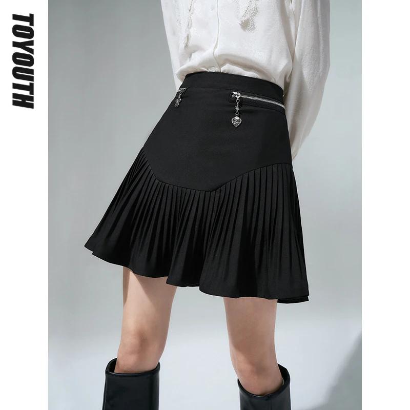 Toyouth Women Skirts 2022  ª A   ָ    Streetwear Chic Pleated Skirt